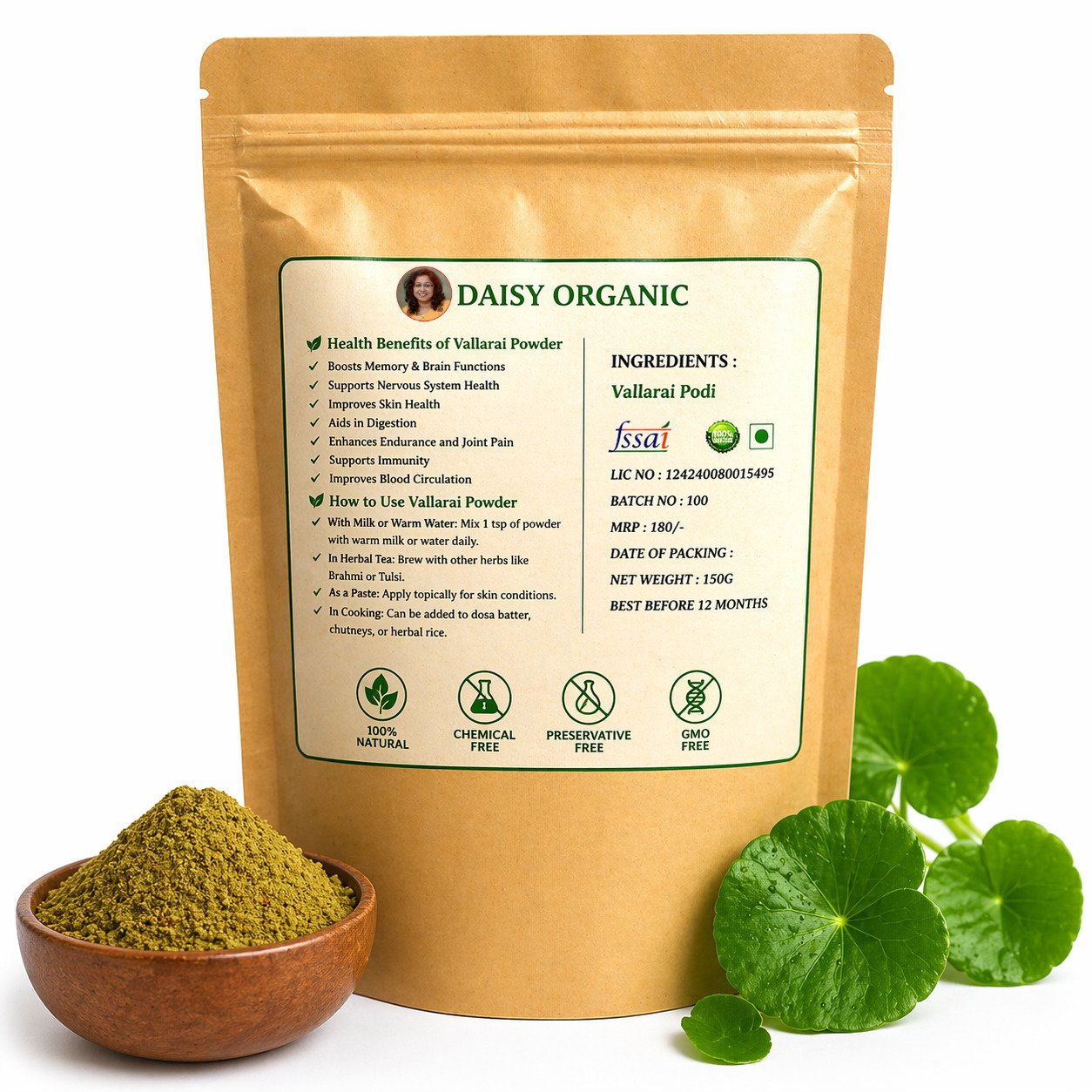 Vallarai Powder – Herbal Leaf Powder – 150gm | Daisy Organic Store - Image 5