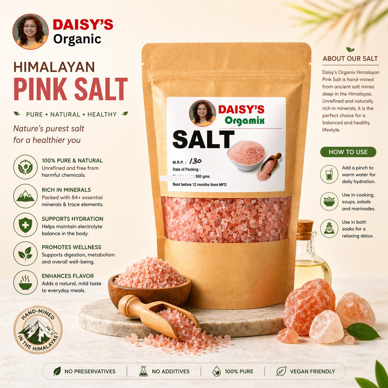 Crystal Salt – Edible Mineral Salt | 1kg | Daisy Organic Store - Image 2
