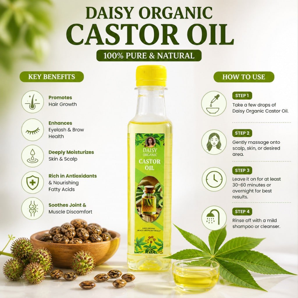Castor Oil – Pure Natural Hair Oil – 250ml | Daisy Organic Store - Image 2